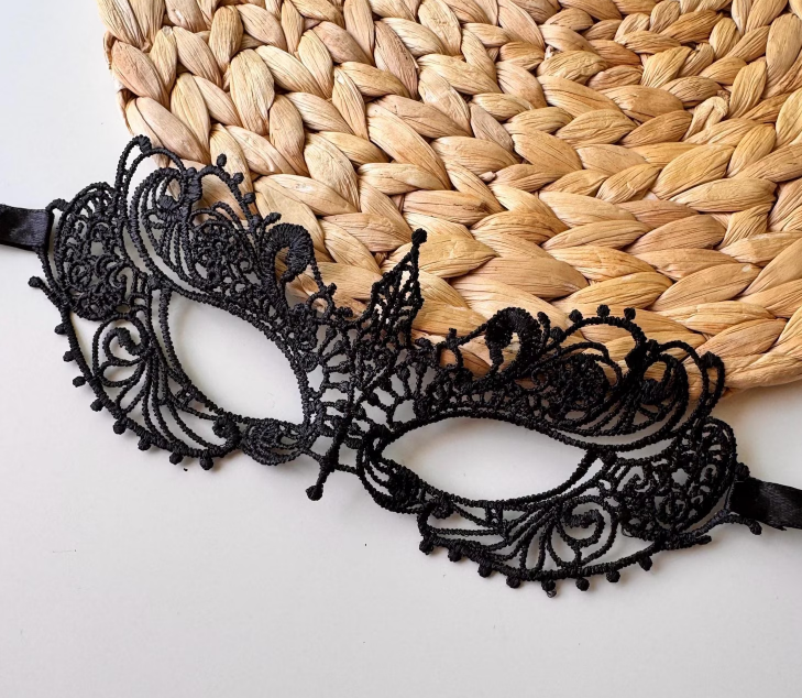 Masque facial en dentelle noire pour fรชte, Halloween, mascarade